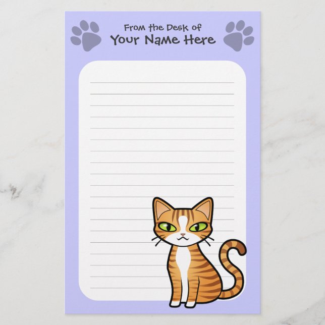 Design Your Own Cartoon Cat Stationery (Front)