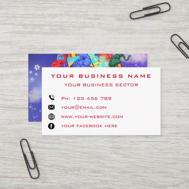 Design Your Own Christmas Business Cards Example (Front/Back In Situ)