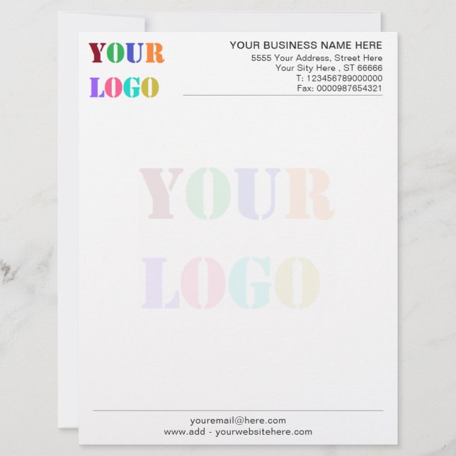 Design Your Own Company Branded Letterhead Example (Front)