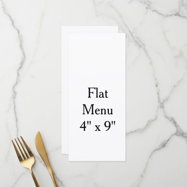  Design Your Own custom 4" x 9"Flat Menu  (Front/Back In Situ)