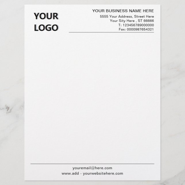 Design Your Own Custom Company Letterhead Template (Front)