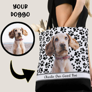 Design Your Own: Custom Paw Print Dog Photo        Tote Bag