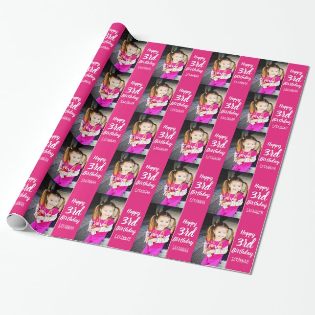 Design Your Own Custom Photo Personalised Birthday Wrapping Paper (Unrolled)