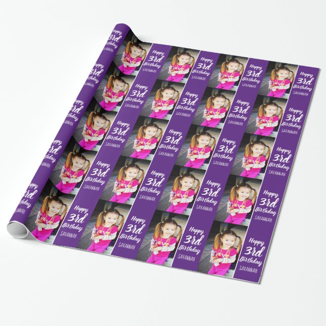 Design Your Own Custom Photo Personalised Birthday Wrapping Paper (Unrolled)