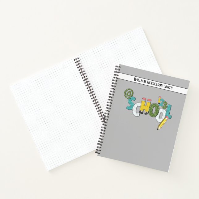 Design your own Custom School notes Bullet Grey  Notebook (Inside)