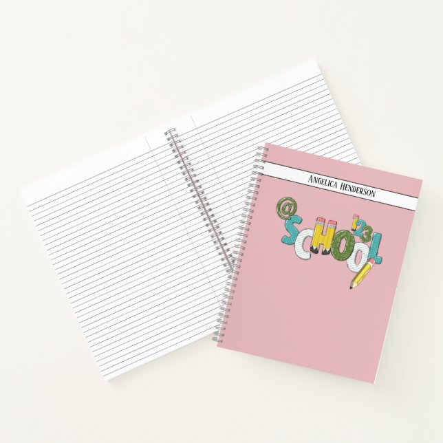 Design your own Custom School notes Lined Pink Notebook (Inside)