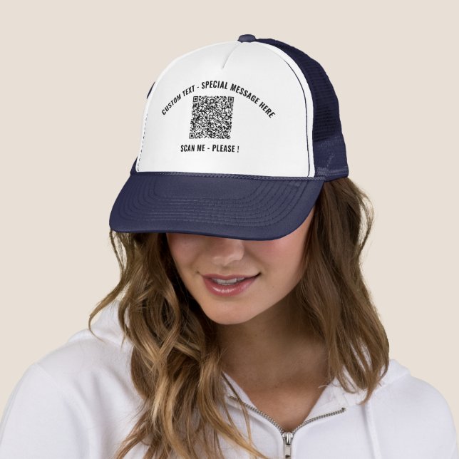 Design Your Own Custom Text QR Code Trucker Hat (In Situ)