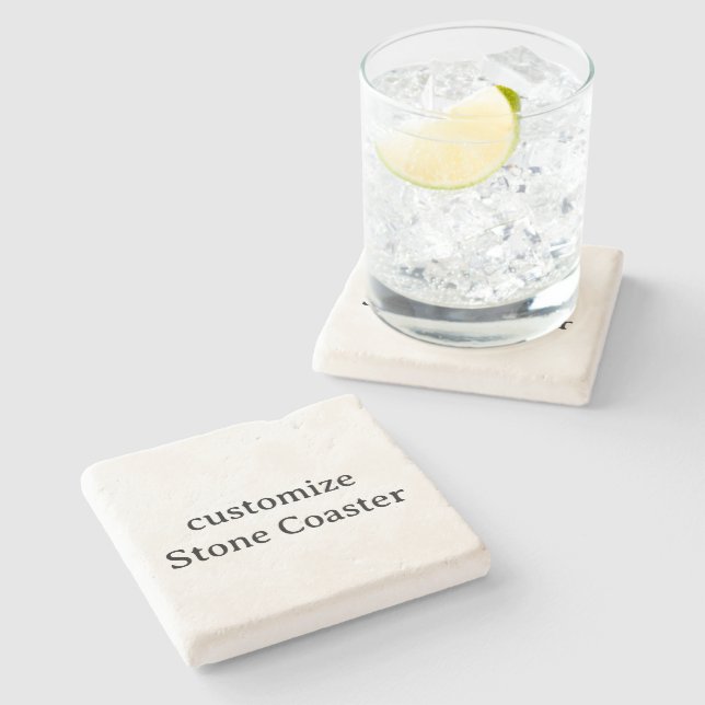 Design Your Own customise Limestone  Stone Coaster (Side)
