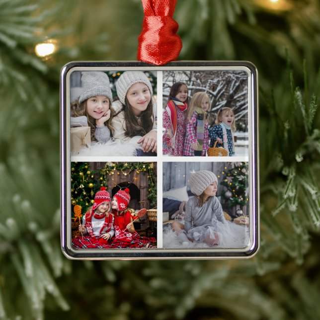 Design your own family photo collage Christmas Metal Tree Decoration (Tree)