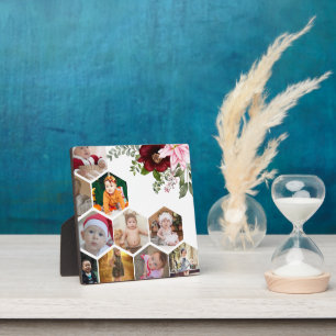 Design Your Own Floral 10 Photo Collage Plaque