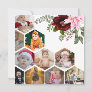 Design Your Own Floral 10 Photo Collage Thank You Card