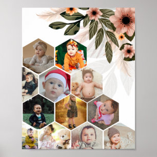 Design Your Own Floral 12 Photo Collage Poster
