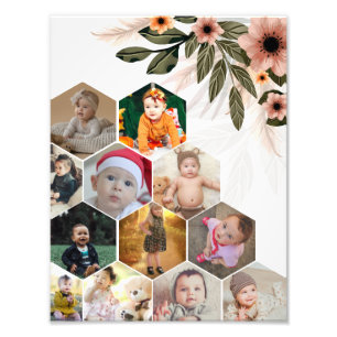 Design Your Own Floral 12 Photo Collage Print