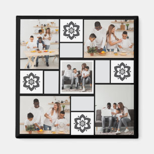 Design Your Own Floral 5 Photo Collage Magnet