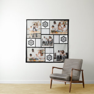 Design Your Own Floral 5 Photo Collage Tapestry