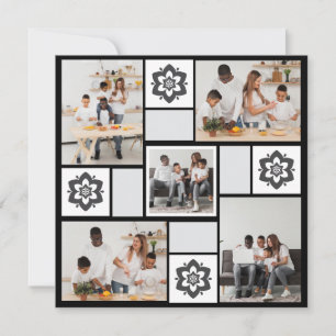 Design Your Own Floral 5 Photo Collage Thank You Card