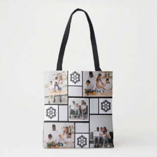 Design Your Own Floral 5 Photo Collage Tote Bag