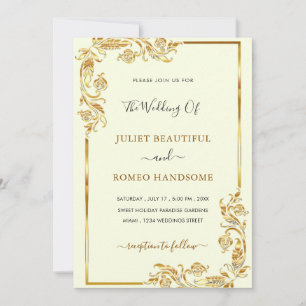 Design Your Own Gold Wedding Invitation Template