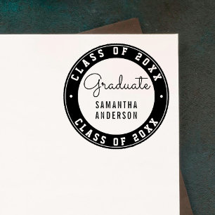 Design Your Own Green Round Graduation Typography Self-inking Stamp