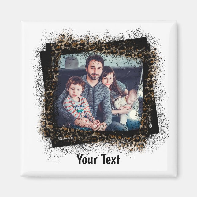 Design Your Own Leopard Frame Family Photo Magnet (Front)