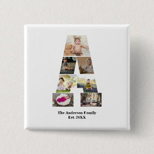 Design Your Own Letter A Photo Collage 15 Cm Square Badge
