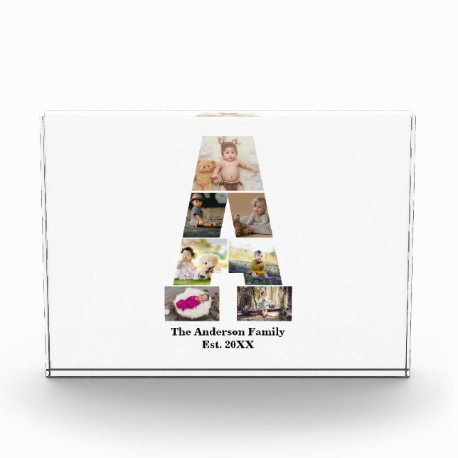 Design Your Own Letter A Photo Collage Block (Front)