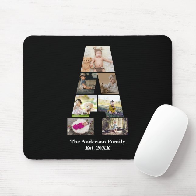 Design Your Own Letter A Photo Collage Mouse Pad (With Mouse)