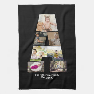 Design Your Own Letter A Photo Collage Tea Towel