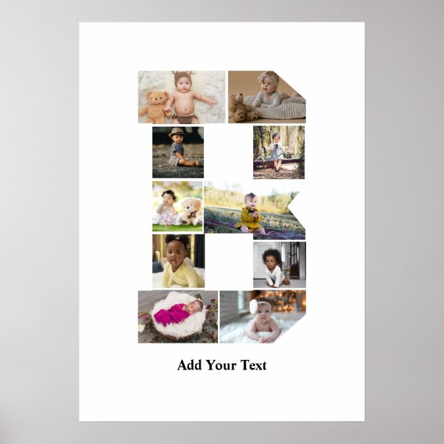 Design Your Own Letter B Photo Collage Poster (Front)