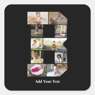 Design Your Own Letter B Photo Collage Square Sticker