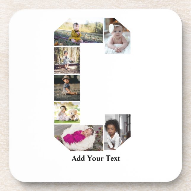 Design Your Own Letter C Photo Collage Coaster (Front)