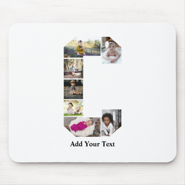 Design Your Own Letter C Photo Collage Mouse Pad (Front)