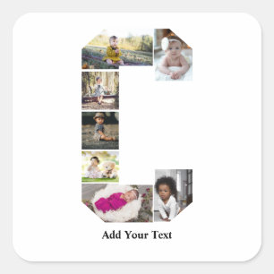 Design Your Own Letter C Photo Collage Square Sticker