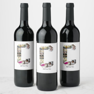 Design Your Own Letter C Photo Collage Wine Label