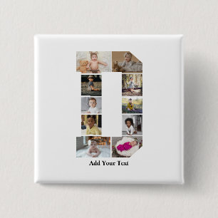 Design Your Own Letter D Photo Collage 15 Cm Square Badge
