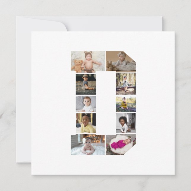 Design Your Own Letter D Photo Collage Holiday Card (Front)