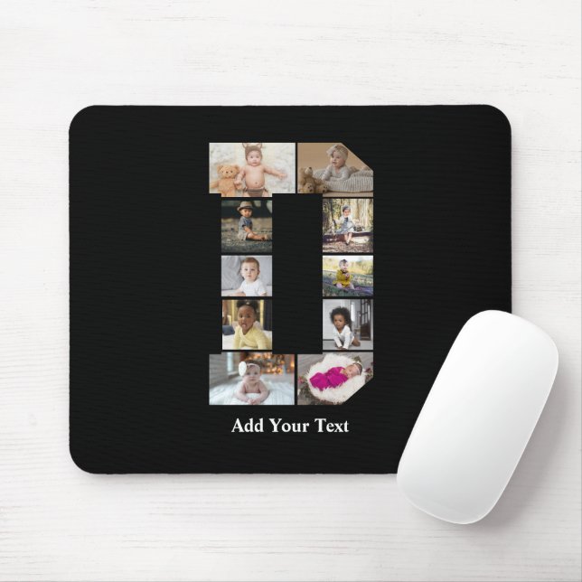 Design Your Own Letter D Photo Collage Mouse Pad (With Mouse)