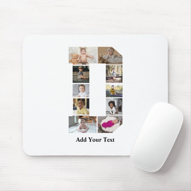 Design Your Own Letter D Photo Collage Mouse Pad (With Mouse)