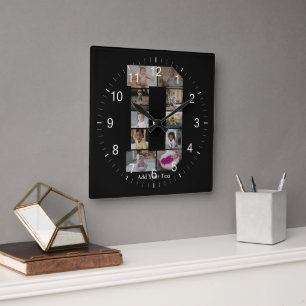 Design Your Own Letter D Photo Collage Square Wall Clock