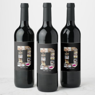 Design Your Own Letter D Photo Collage Wine Label