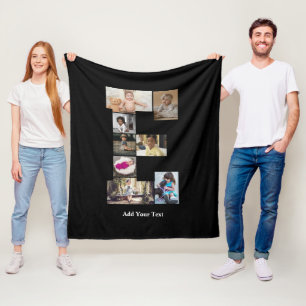 Design Your Own Letter E Photo Collage Fleece Blanket