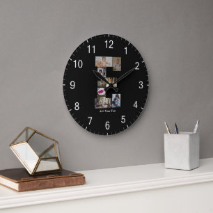 Design Your Own Letter E Photo Collage Large Clock