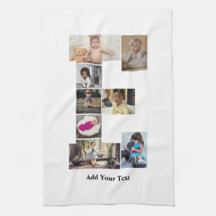 Design Your Own Letter E Photo Collage Tea Towel