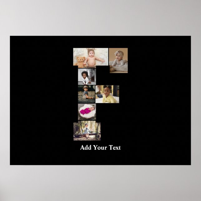 Design Your Own Letter F Photo Collage Poster (Front)