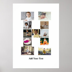 Design Your Own Letter H Photo Collage Poster