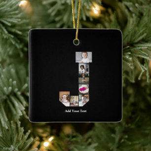 Design Your Own Letter J Photo Collage Ceramic Ornament
