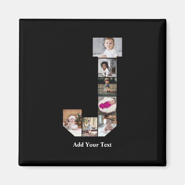 Design Your Own Letter J Photo Collage Magnet (Front)