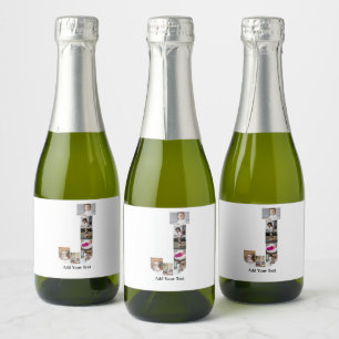 Design Your Own Letter J Photo Collage Sparkling Wine Label