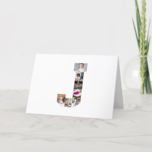 Design Your Own Letter J Photo Collage Thank You Card