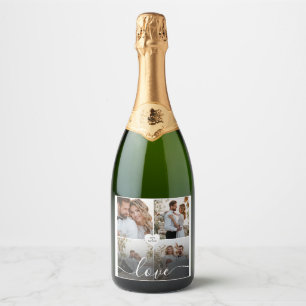 Design Your Own Love Collage Photography Sparkling Wine Label